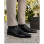 Pantofi bărbați negri din piele naturală slip-on cu textură fină PB2265ELN